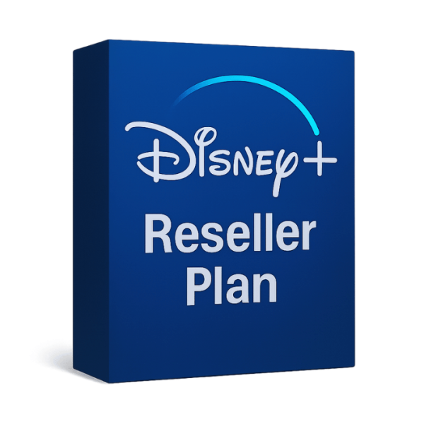 A blue box displays the Disney+ logo with "Disney+ Reseller" written in white text below, ideal for those offering Disney+ reseller plans.