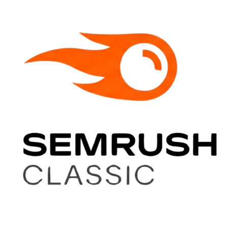 Semrush Classic logo with an orange flame icon above 